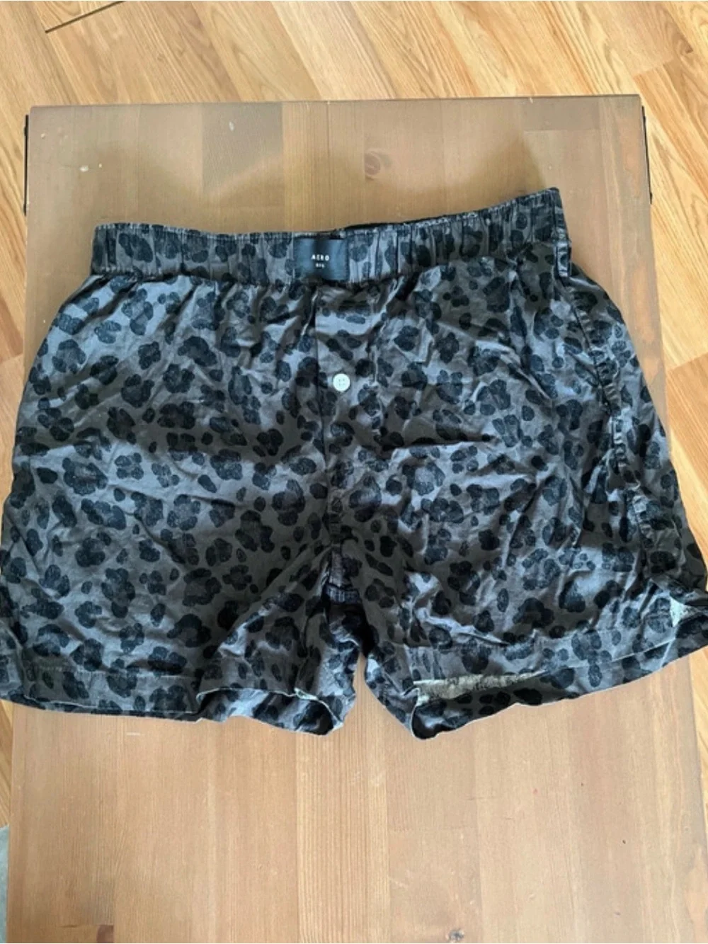 Aeropostale Gray and Black Leopard Print Boxer Shorts